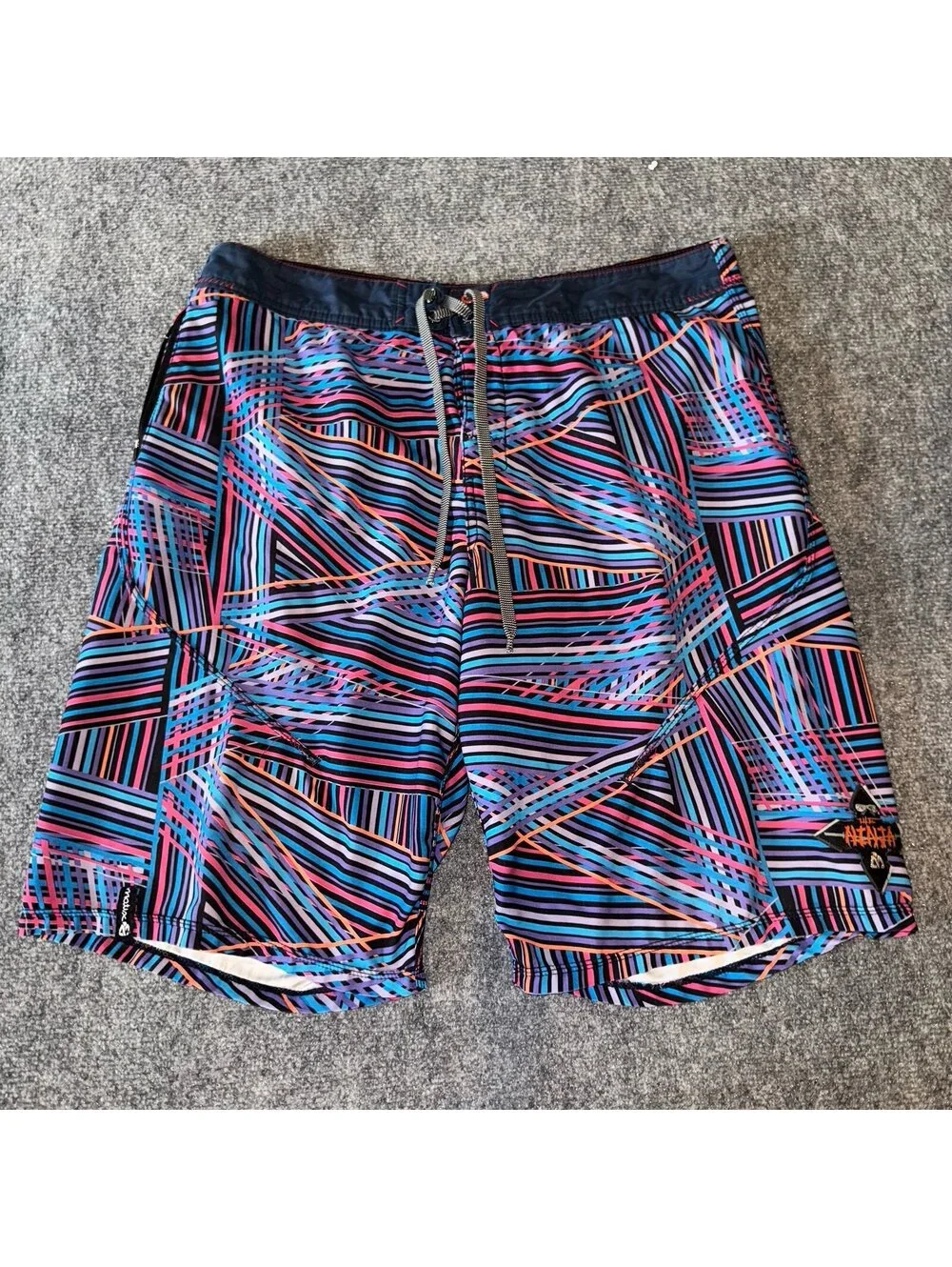The Ninja Multicolor Surf Board Shorts Mens LG Vtg y2k 90s Rare